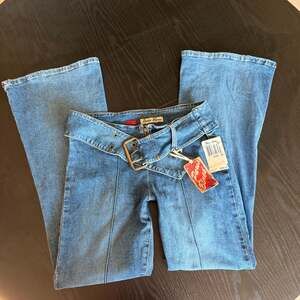 Paris Blues Bell Bottom Jeans Size 15 Blue Denim Low Rise Belted